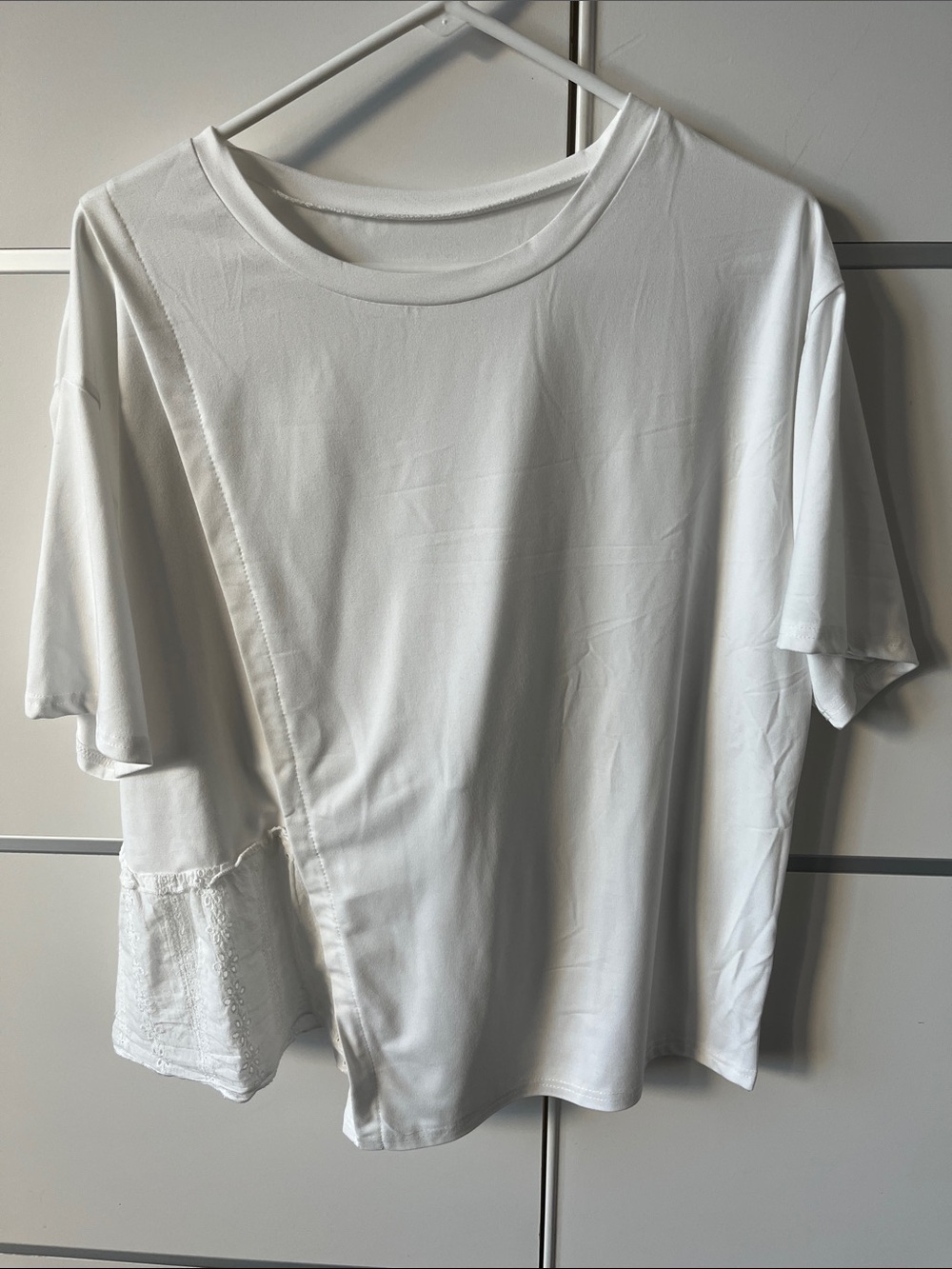 NWOT White Short Sleeve Top with eyelet Accent